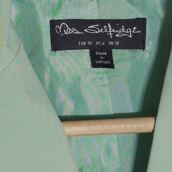 Miss Selfridge Sz 6 Light Mint Green Double-Breasted Blazer - Picture 3 of 6